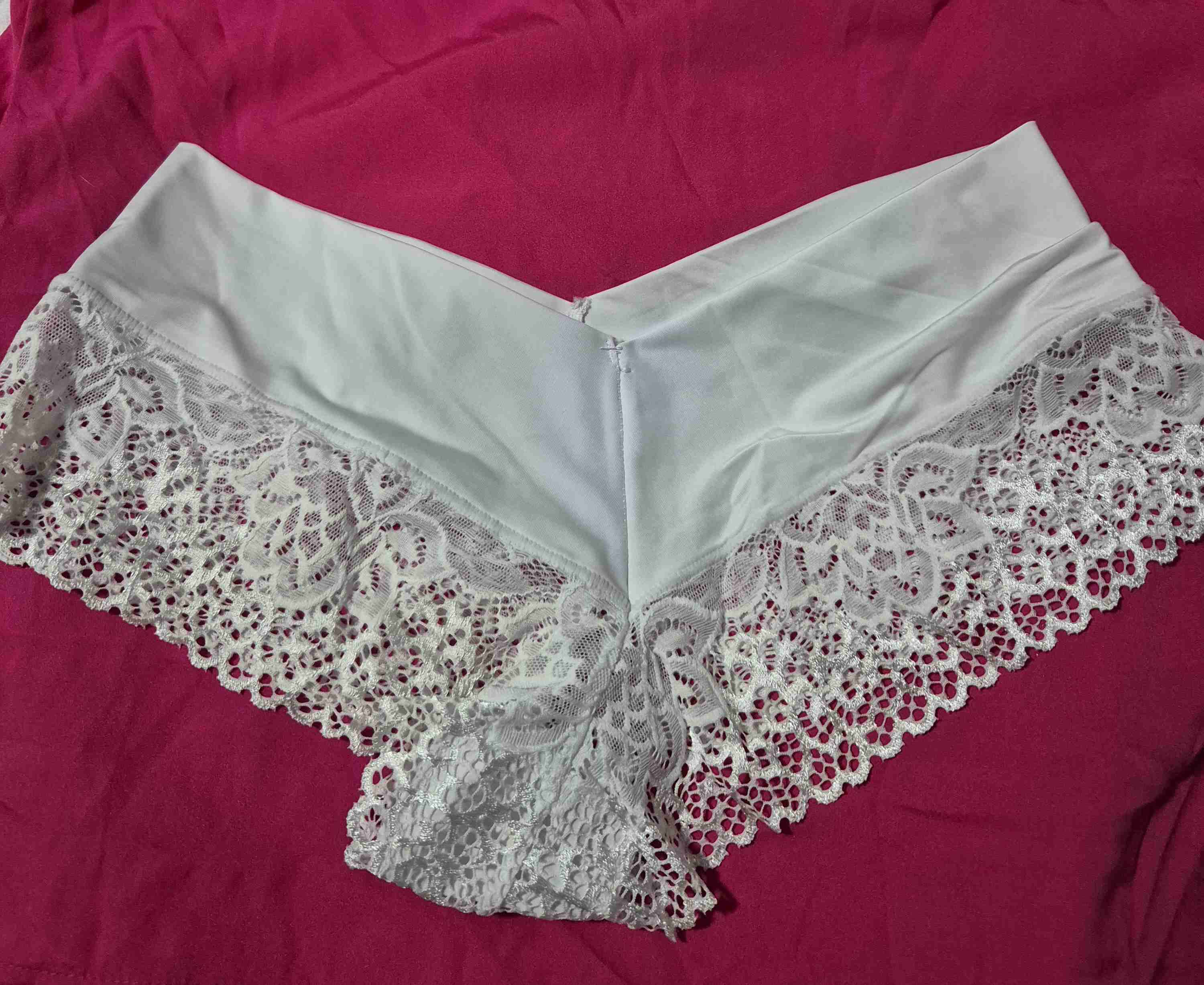 Calzón de encaje y lycra  blanco xl