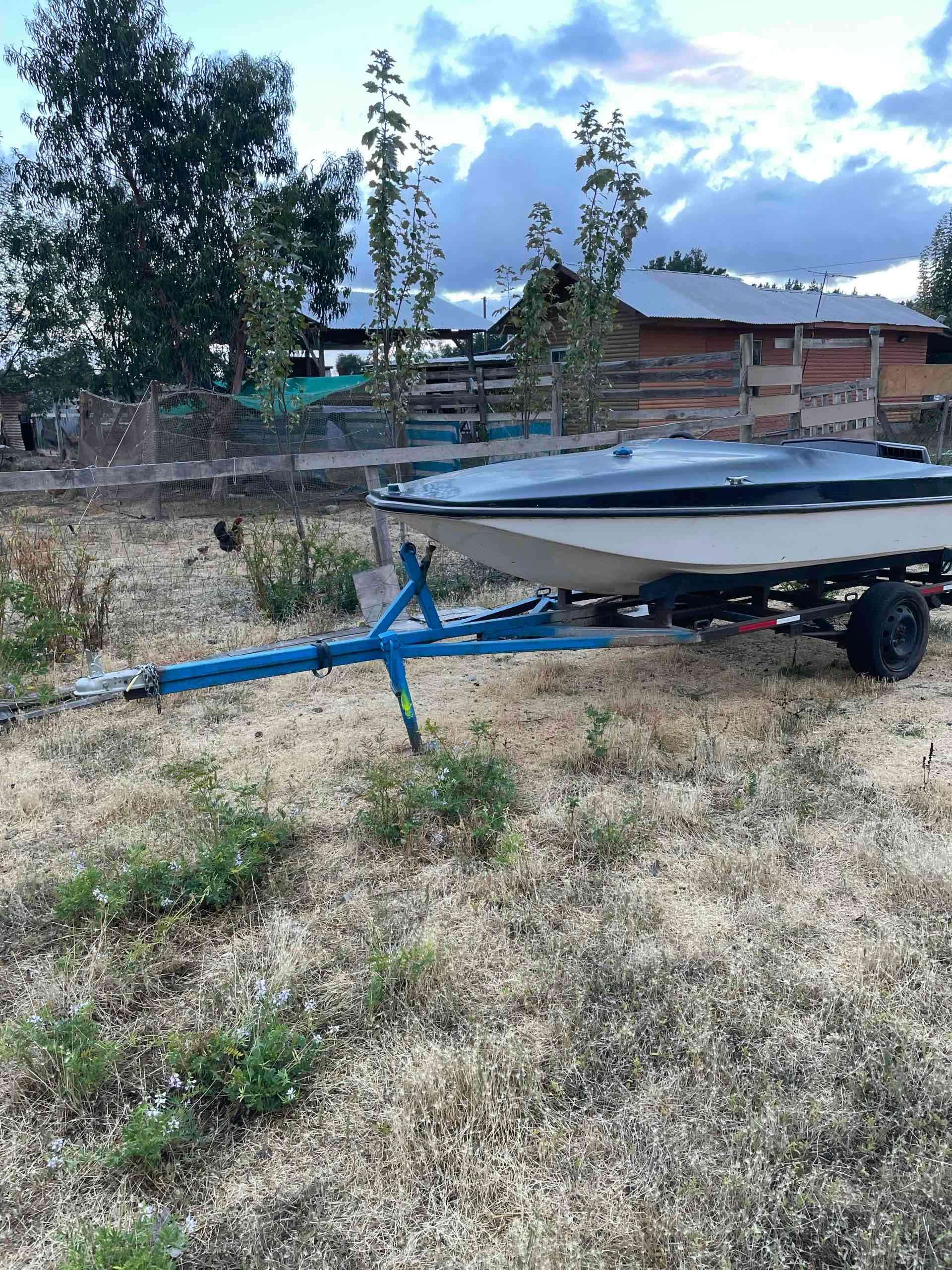 Bote con remolque azul - miniatura 1