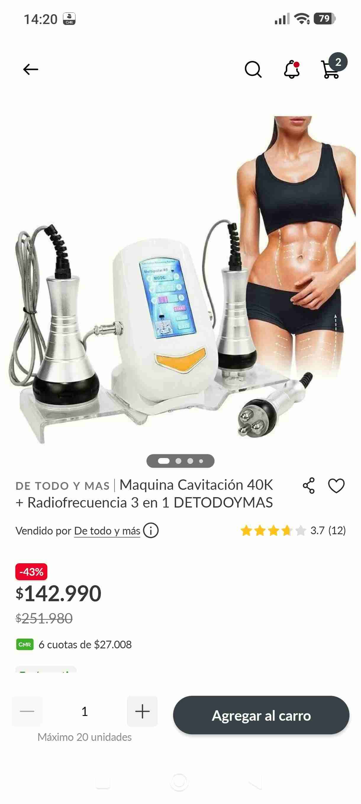Máquina Cavitación 40K y Radiofrecuencia - miniatura 2