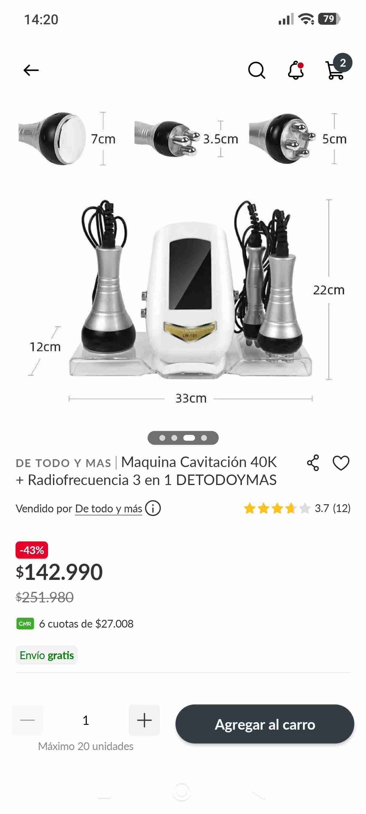 Máquina Cavitación 40K y Radiofrecuencia - miniatura 3