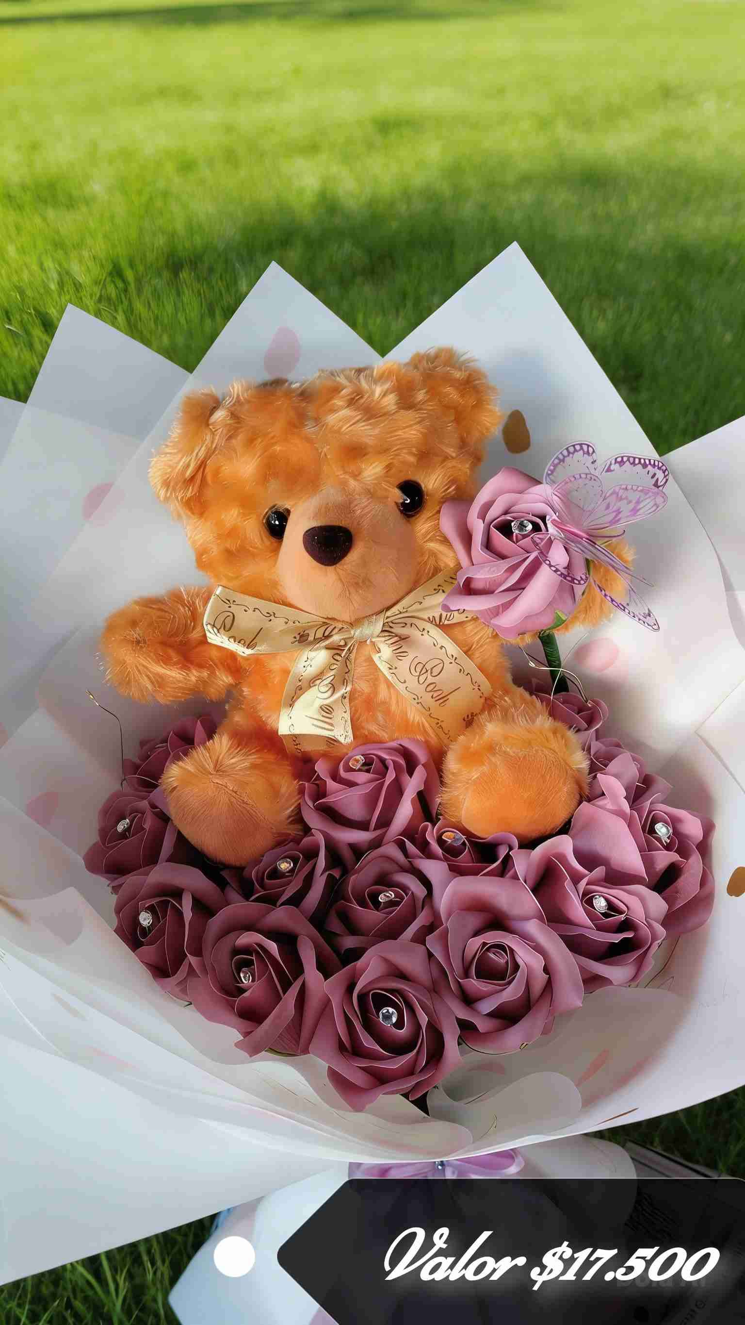Ramo con oso de peluche y luz
