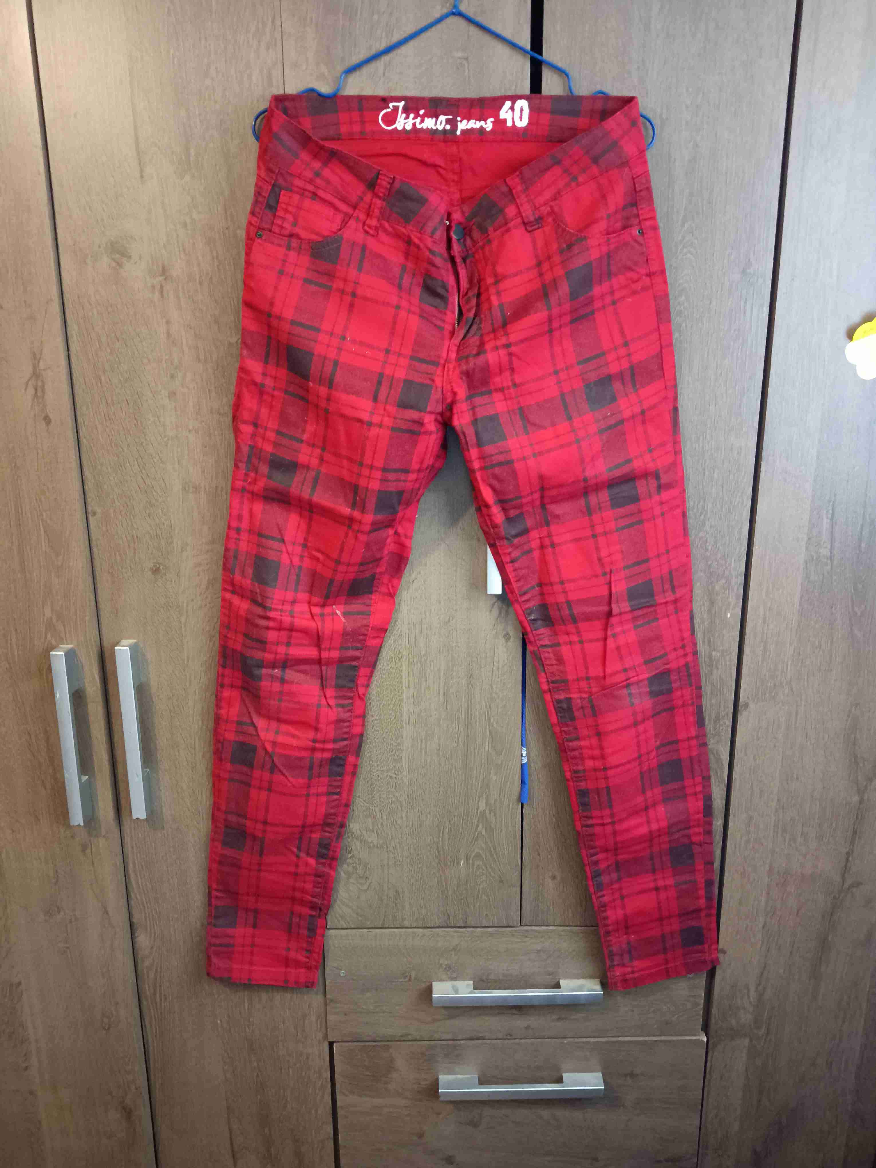 Jeans rojos a cuadros talla 40 - miniatura 1