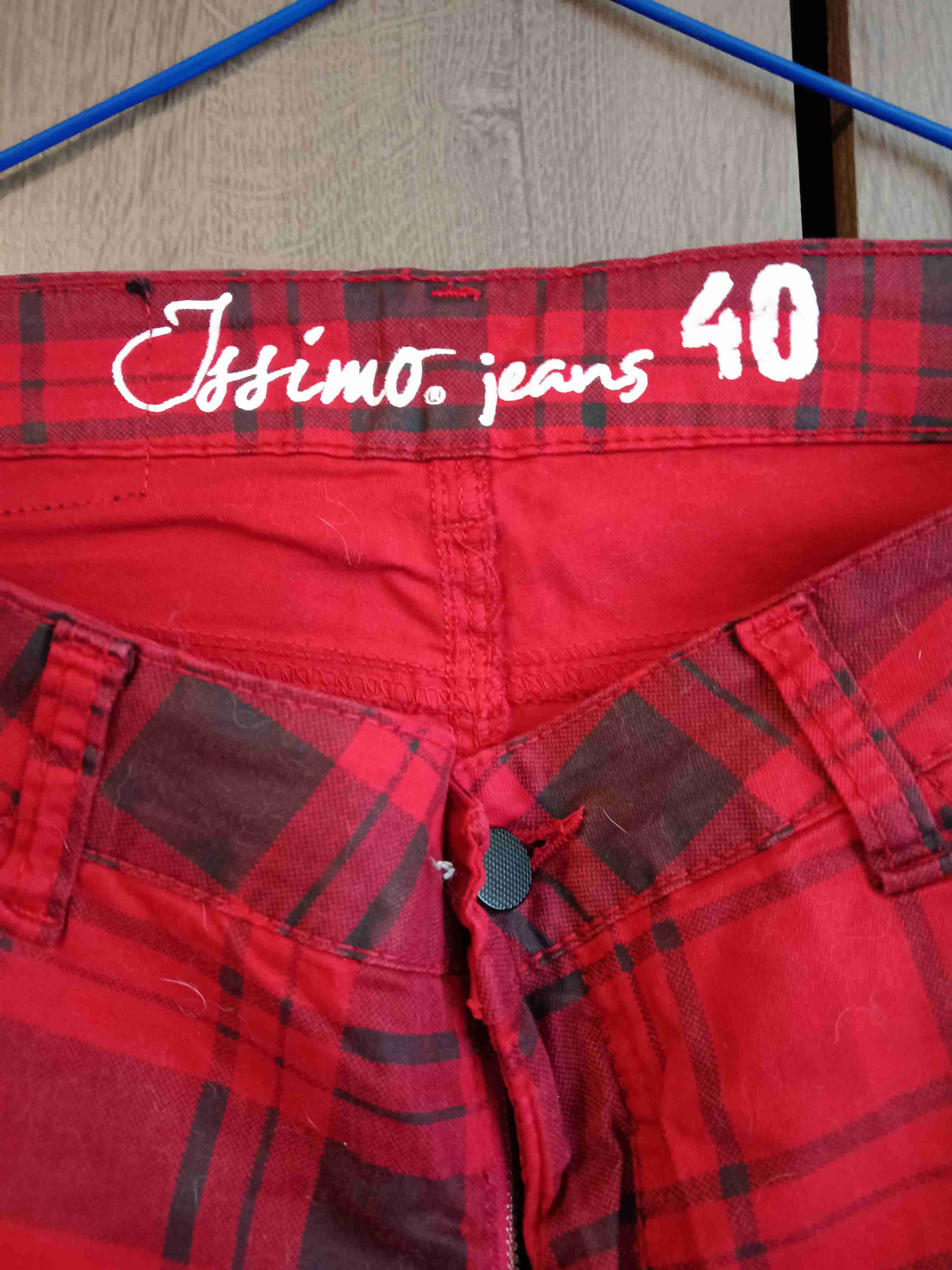 Jeans rojos a cuadros talla 40 - miniatura 2