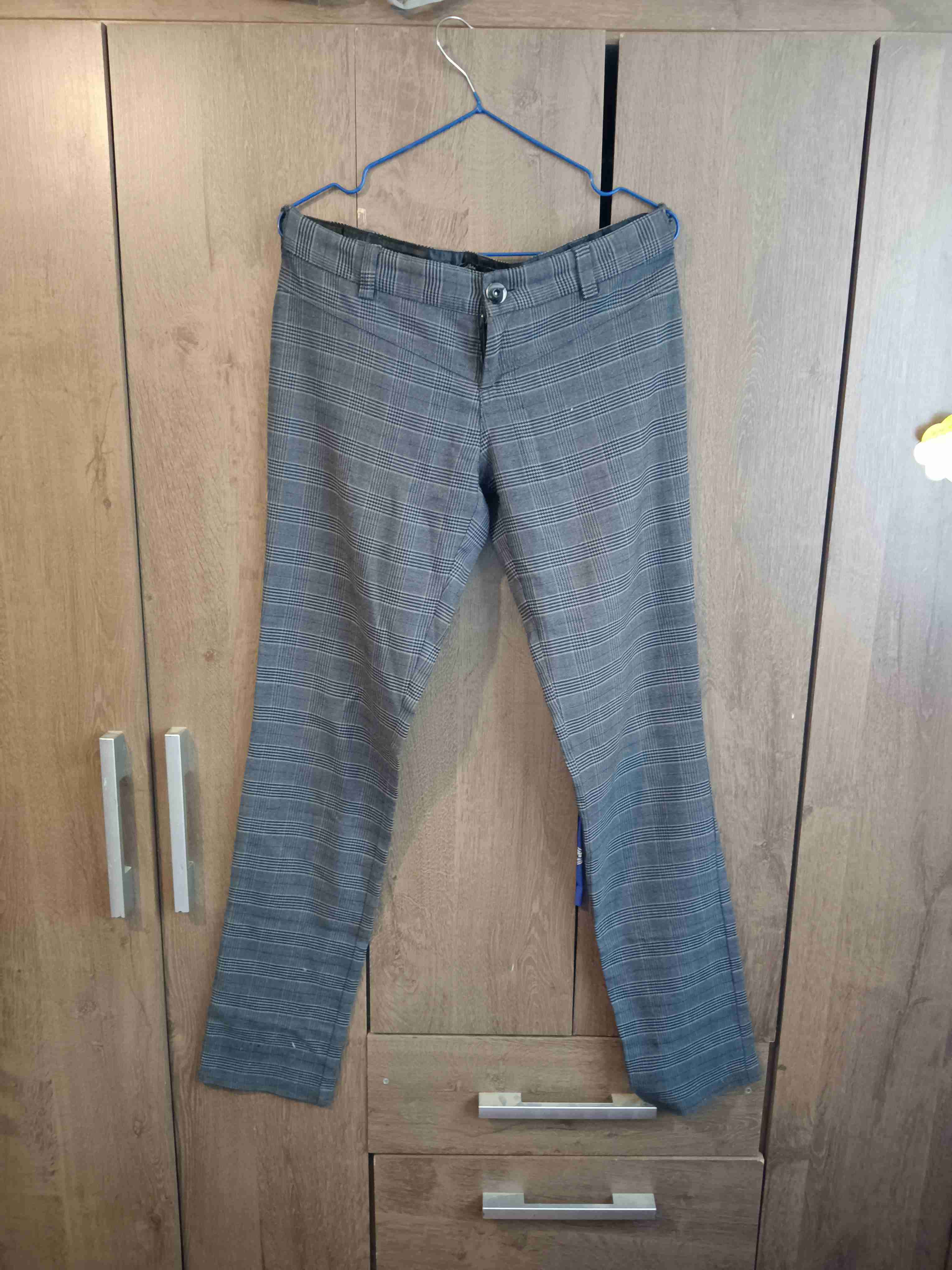 Pantalón de vestir gris a cuadros - miniatura 1