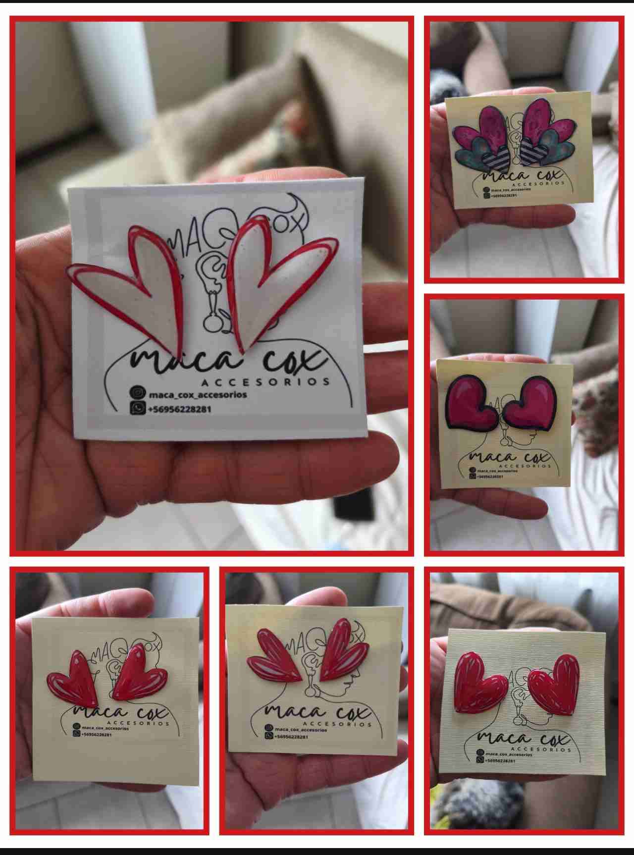 Aros con forma de corazón fucsia - miniatura 5