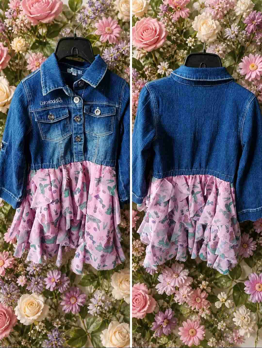 Vestido de mezclilla y tul infantil