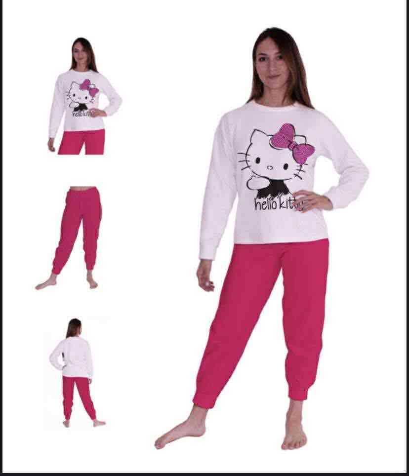 Pijama Hello Kitty gris y rosa - miniatura 3