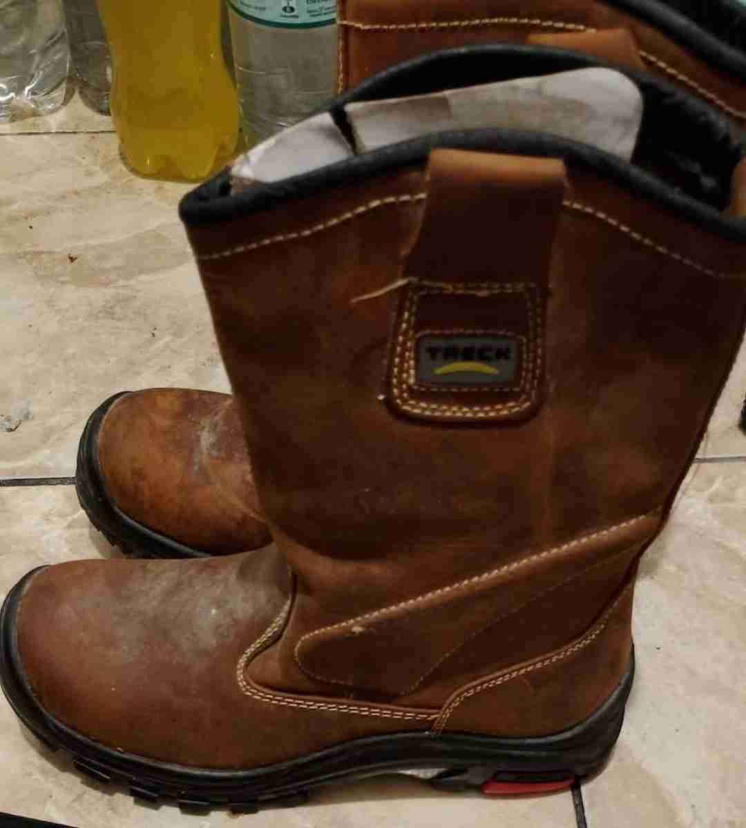 Botas de cuero marrón resistente soldador - miniatura 3