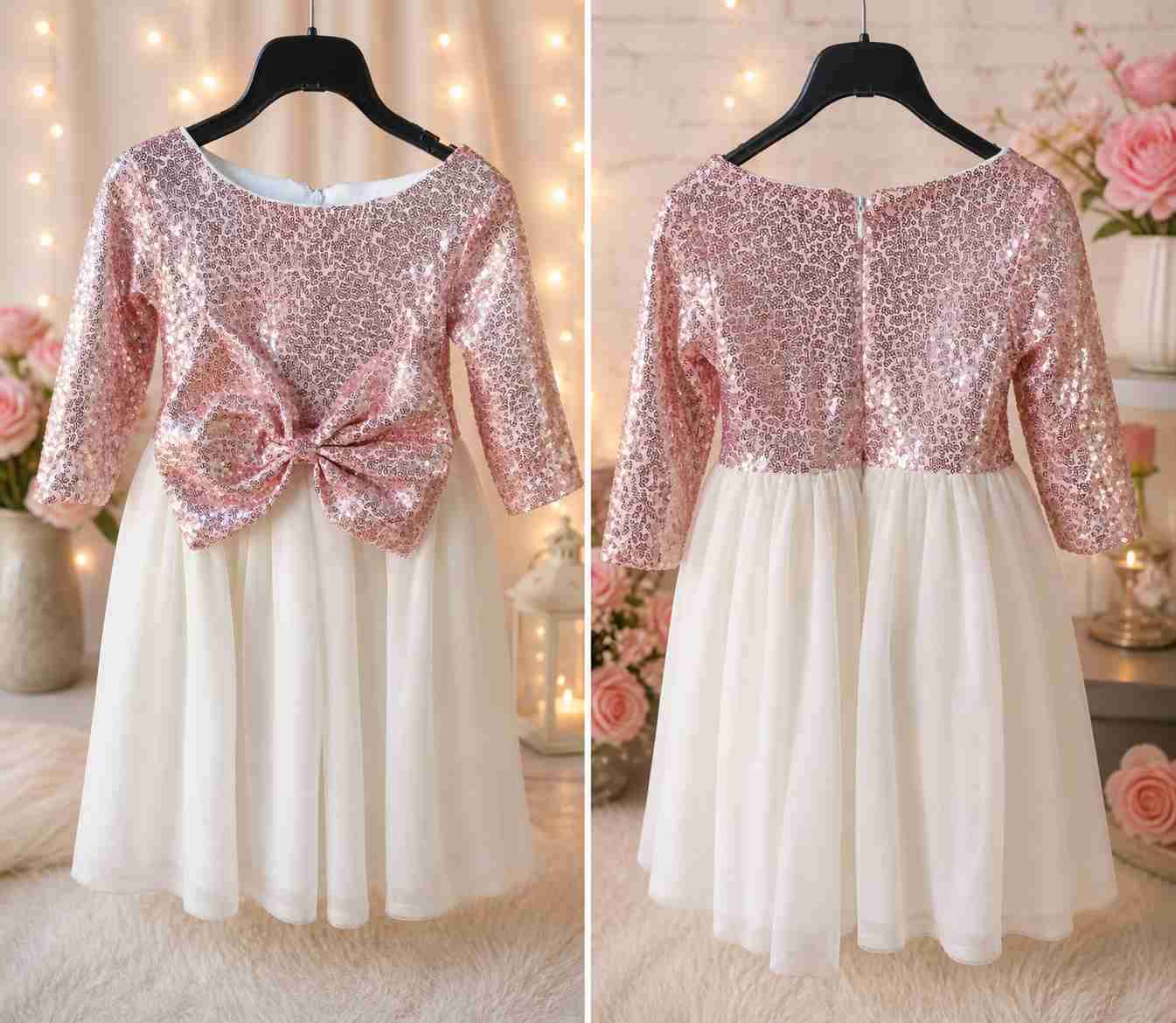 Vestido niña lentejuelas rosado - miniatura 1