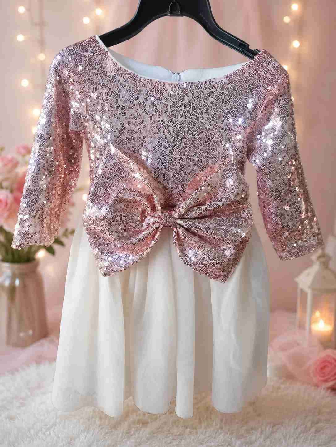 Vestido niña lentejuelas rosado - miniatura 2