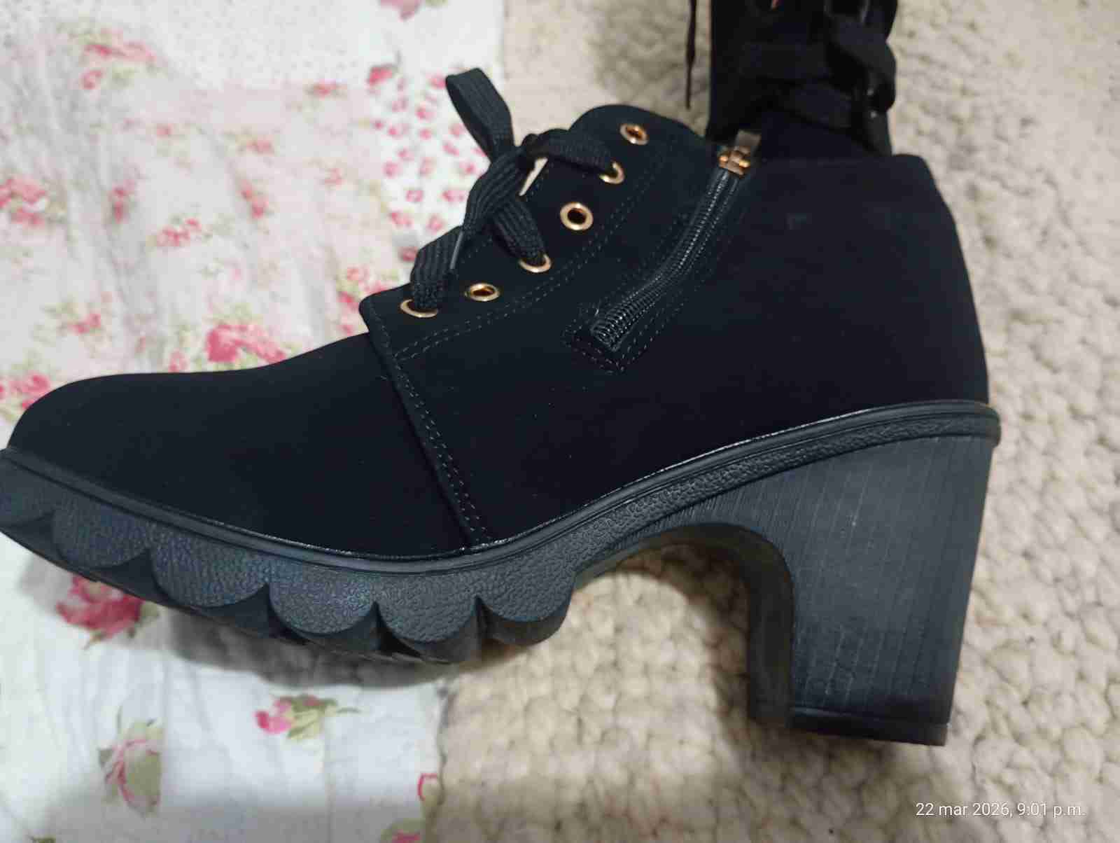 Botines negros de taco alto de mujer - miniatura 2