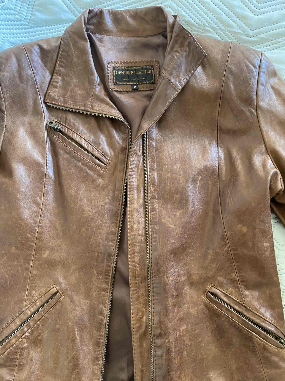 Chaqueta de cuero marrón - miniatura 2