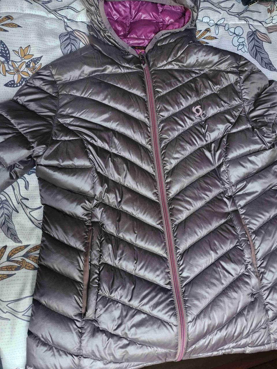 Chaqueta acolchada mujer cafe y morado - miniatura 3