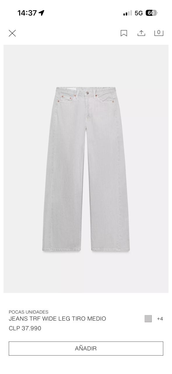 Jeans gris pierna ancha tiro medio - miniatura 1