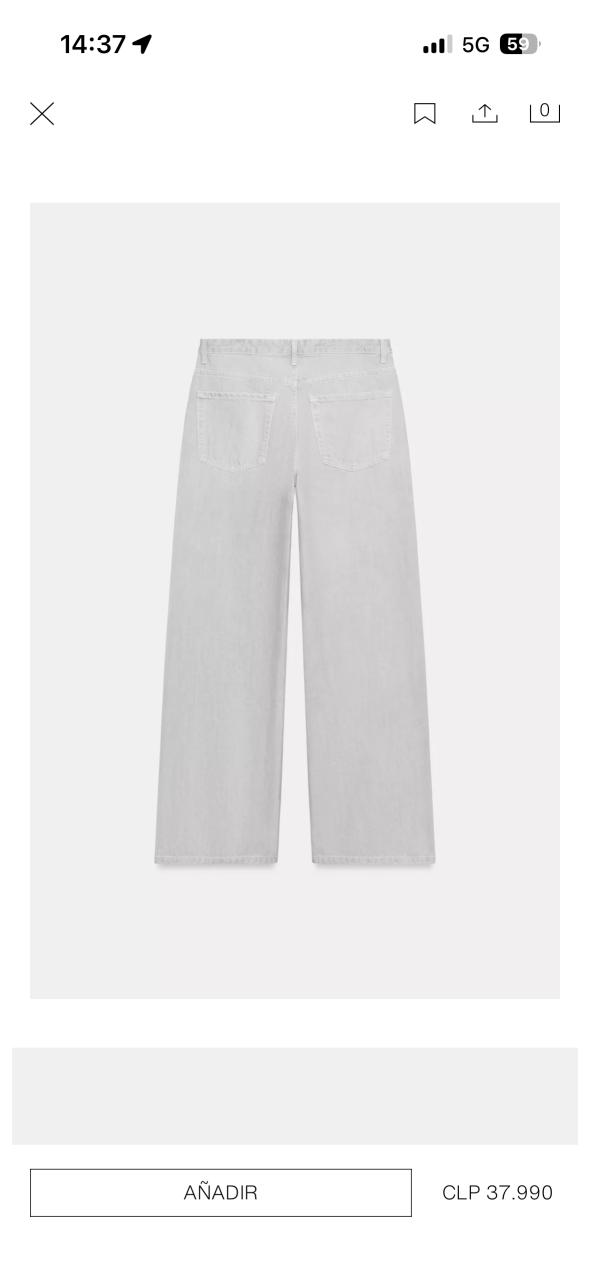 Jeans gris pierna ancha tiro medio - miniatura 2