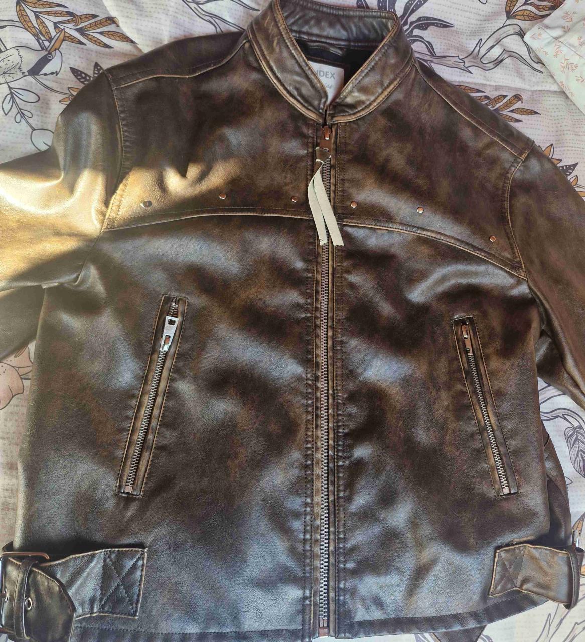 Chaqueta de ecocuero marrón - miniatura 1