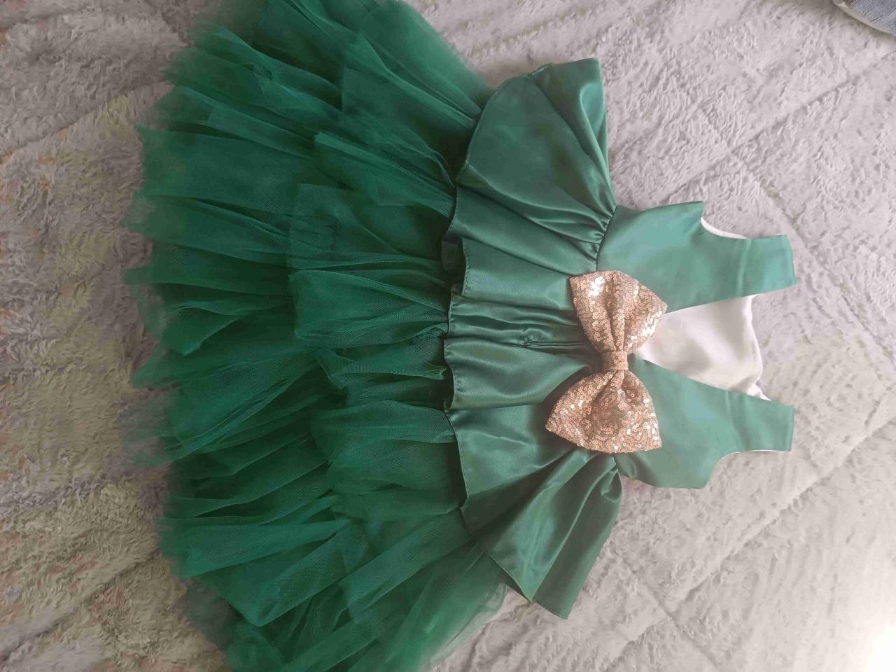 Vestido verde para niña talla 3 años - miniatura 2