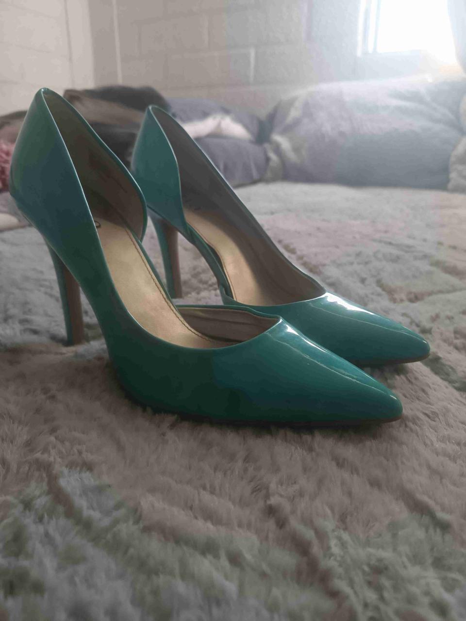 Zapatos de taco azul turquesa n°39 - miniatura 2