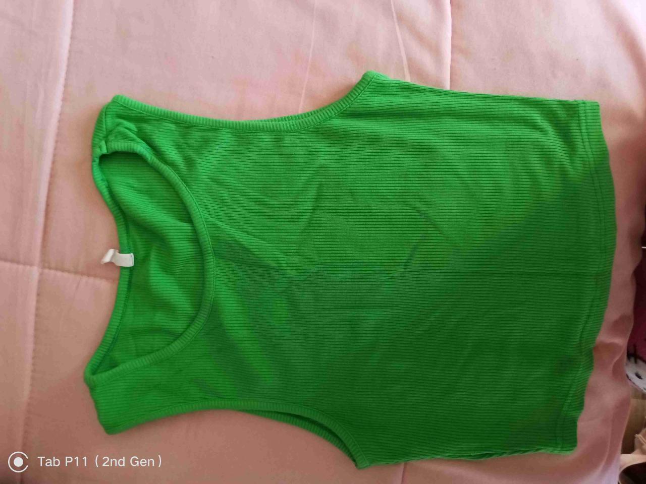 Polera sin hombros azul, tops verde y azul - miniatura 3