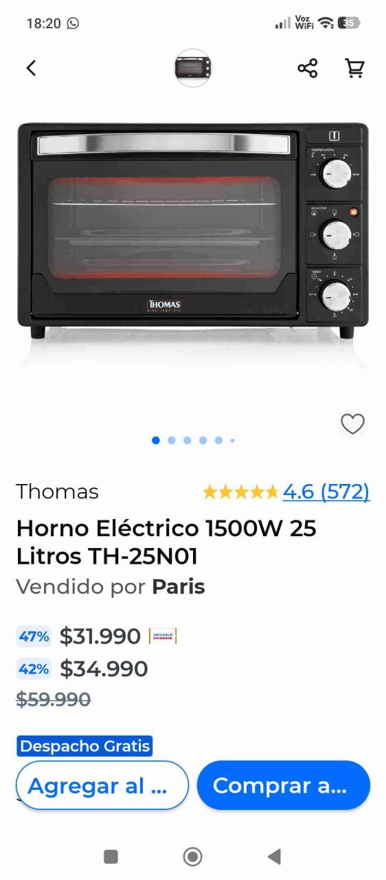 Horno eléctrico Thomas TH-25N01