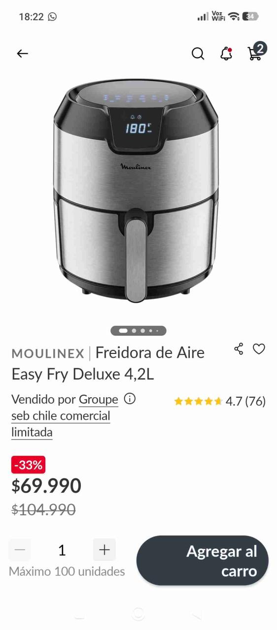 Freidora de Aire Moulinex 4,2L