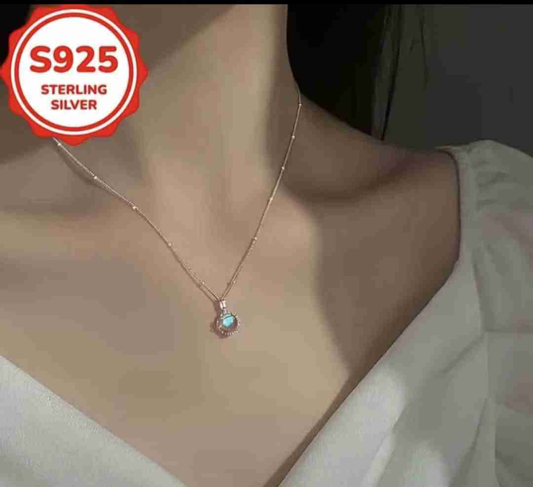 Collar con colgante azul de plata esterlina 925 - miniatura 4