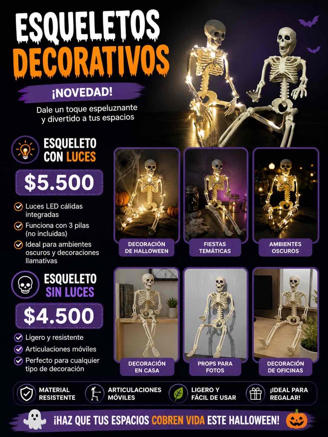 Esqueleto decorativo con luces - miniatura 1