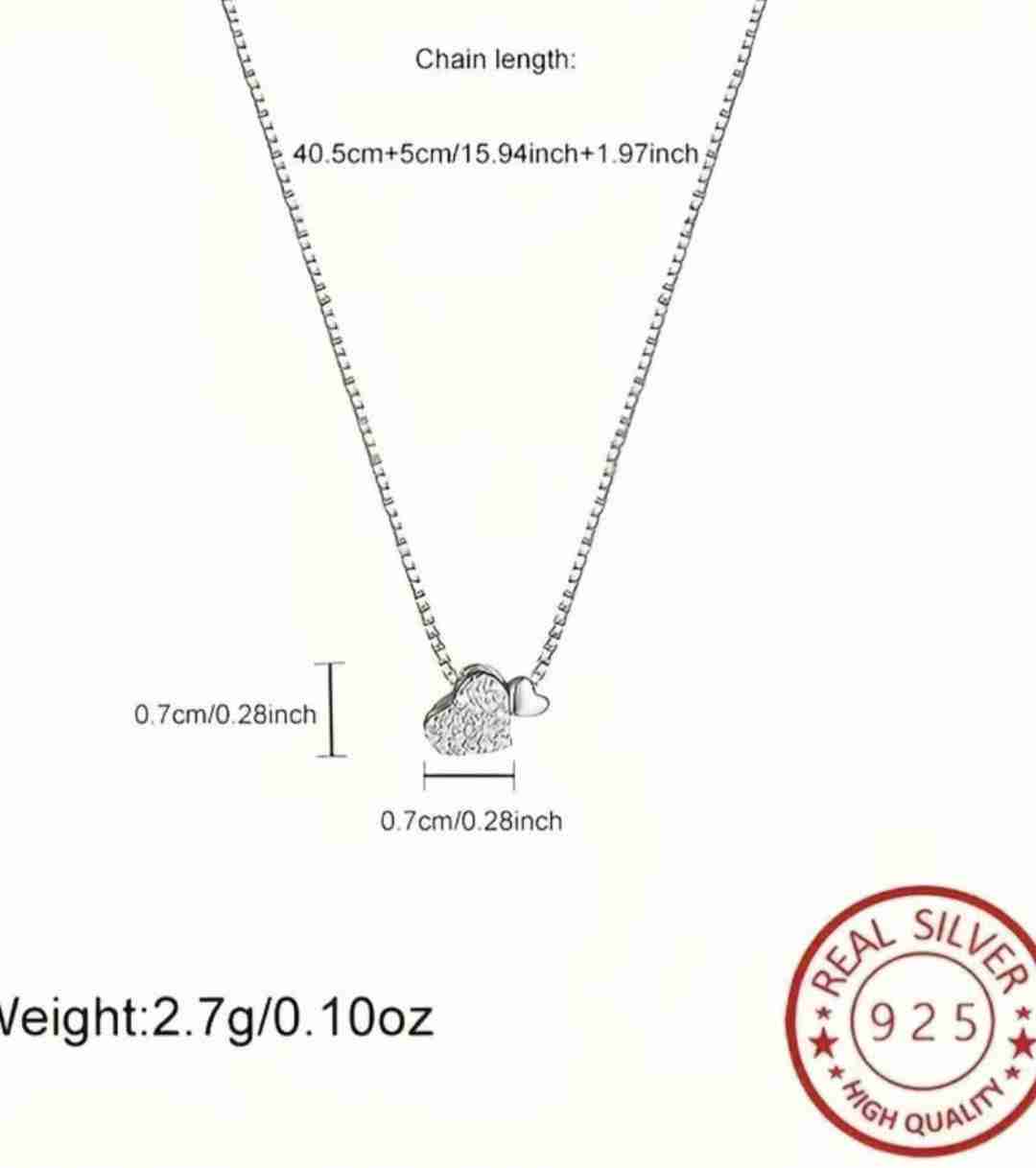 Collar de plata con dije corazón - miniatura 3