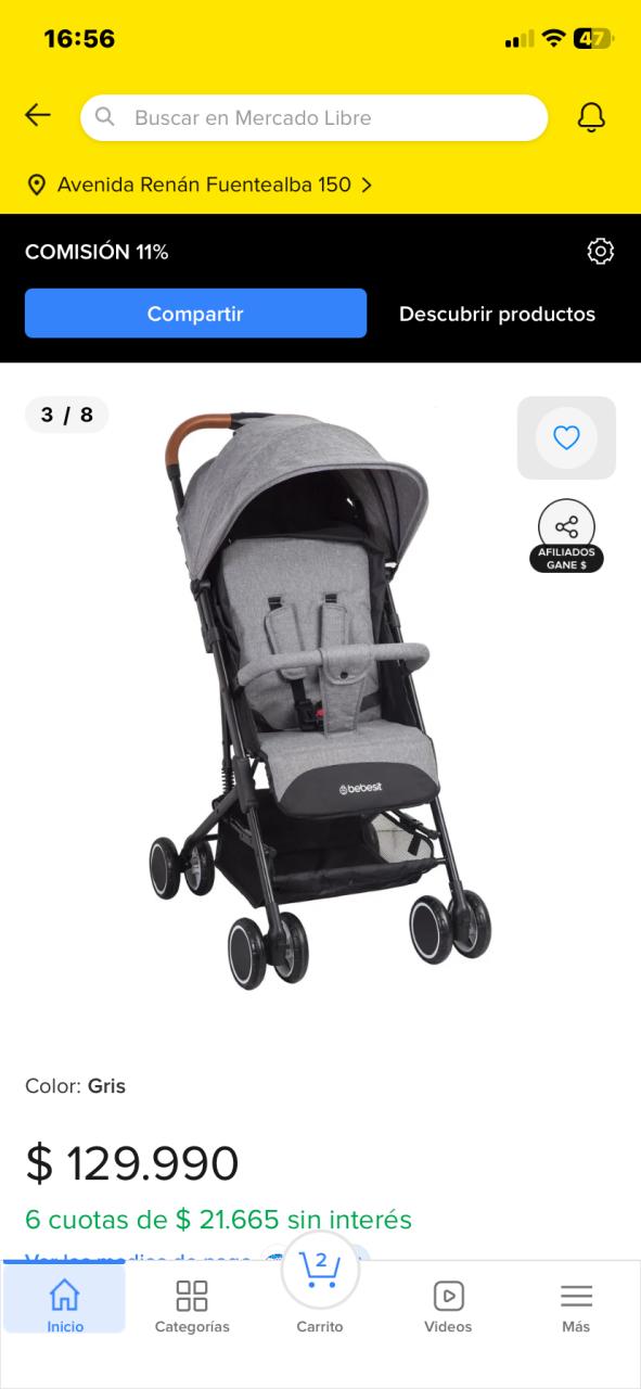 Coche compacto gris Bebesit
