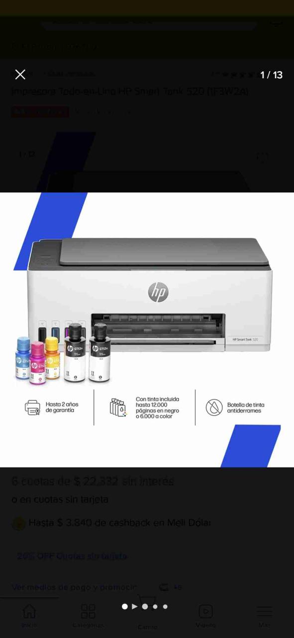 Impresora HP wifi Smart Tank 580 - miniatura 1