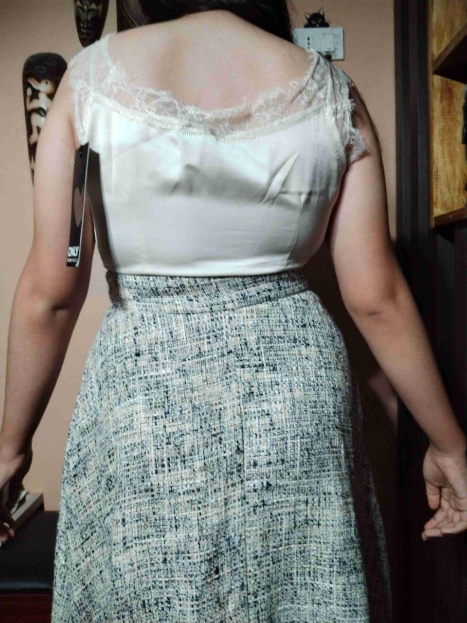 Vestido largo blanco y gris - miniatura 3