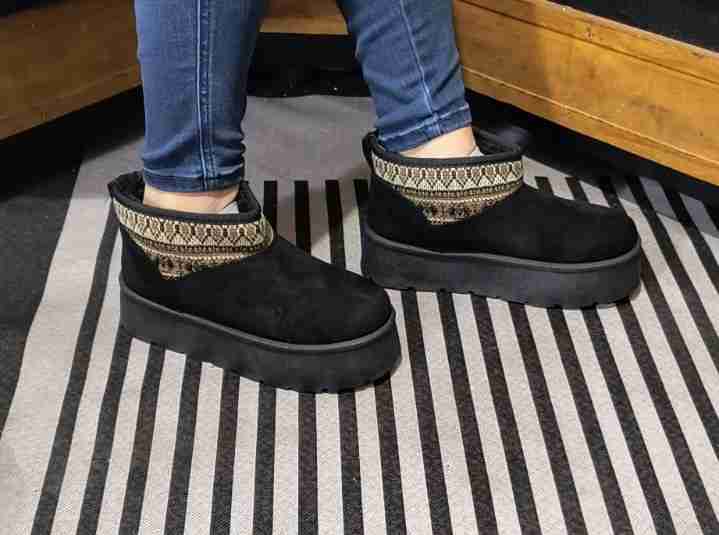 Botines plataforma negro y camel - miniatura 3