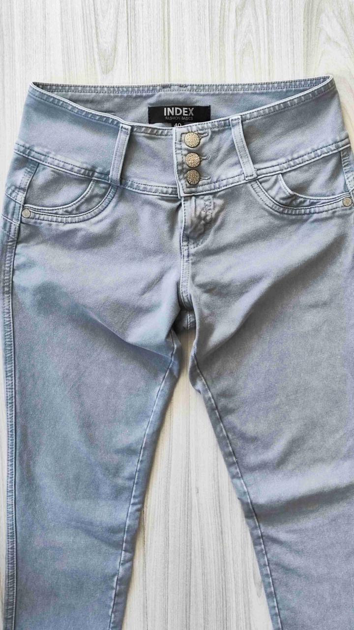 Jeans Mujer Tiro Alto Gris Elásticado Talla 40 - miniatura 2