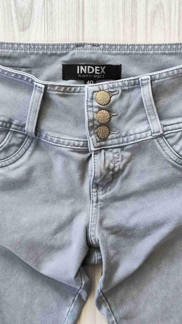 Jeans Mujer Tiro Alto Gris Elásticado Talla 40 - miniatura 3