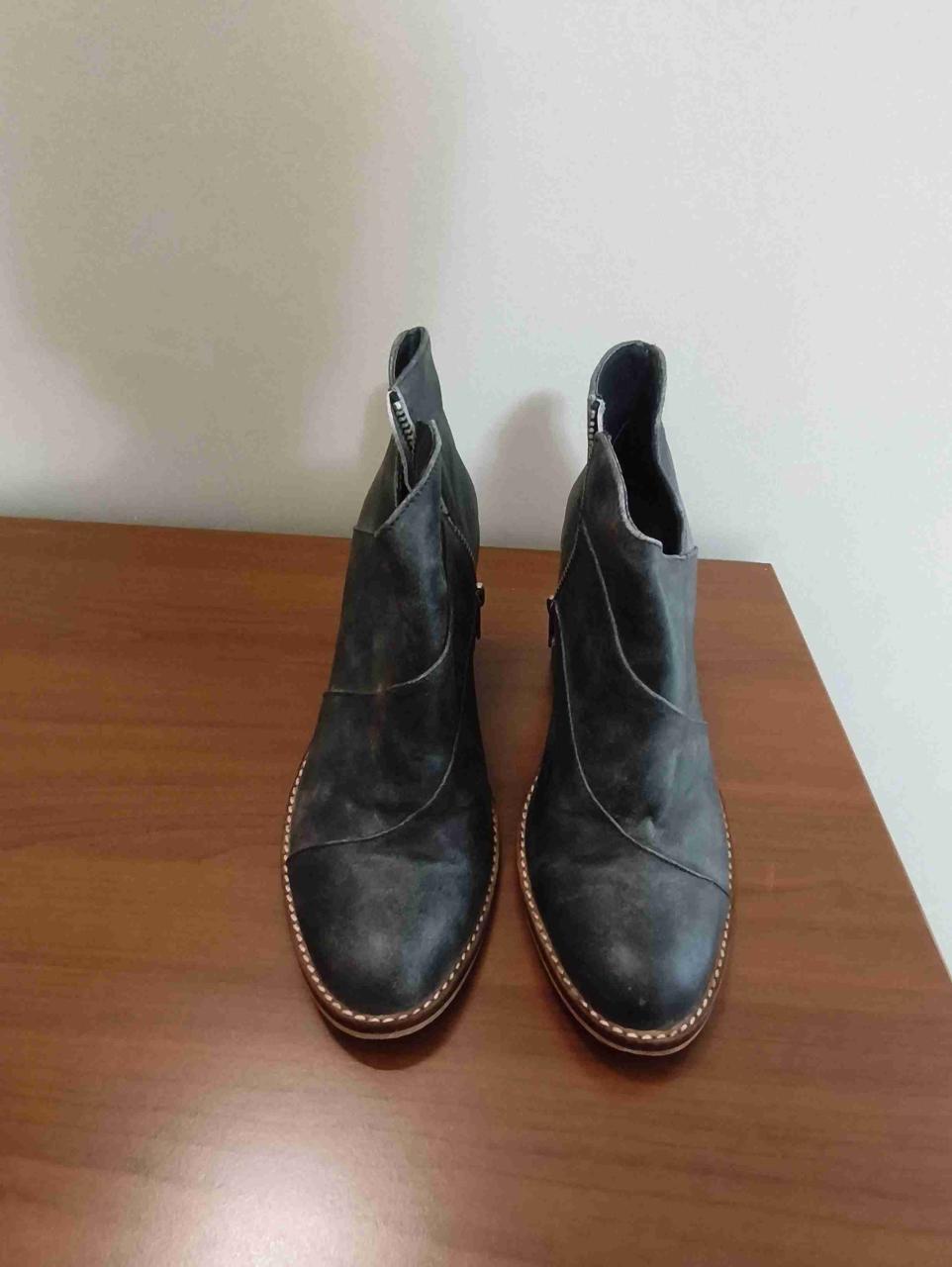 Botines de cuero gris jaspeado - miniatura 2