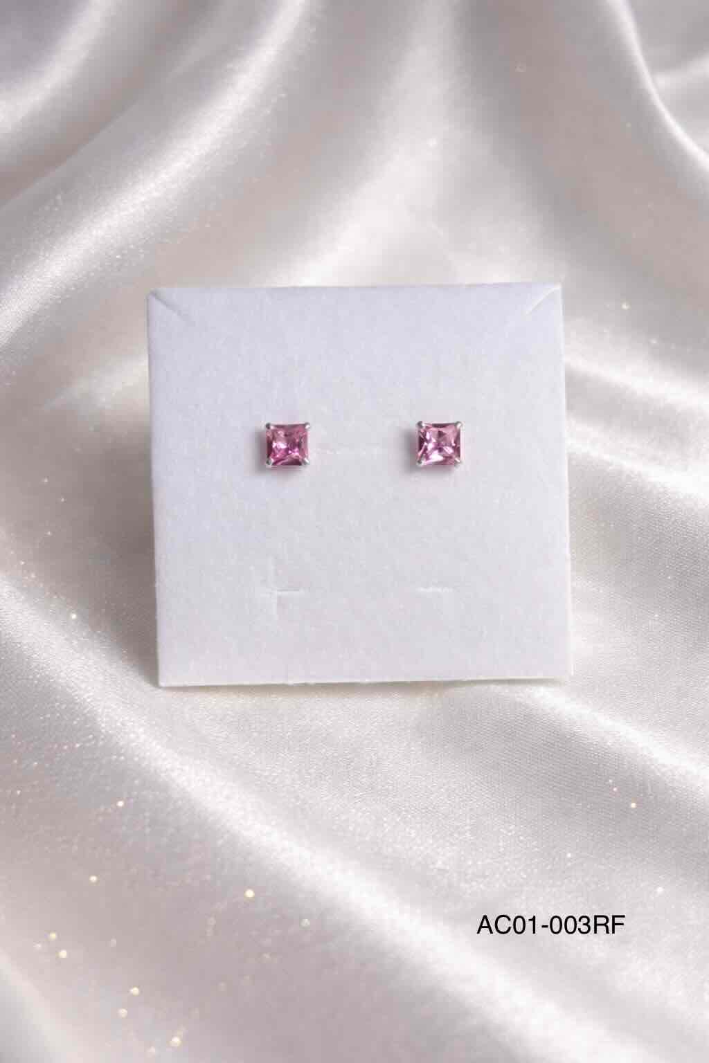 Aros cuadrados rosados de plata 925
