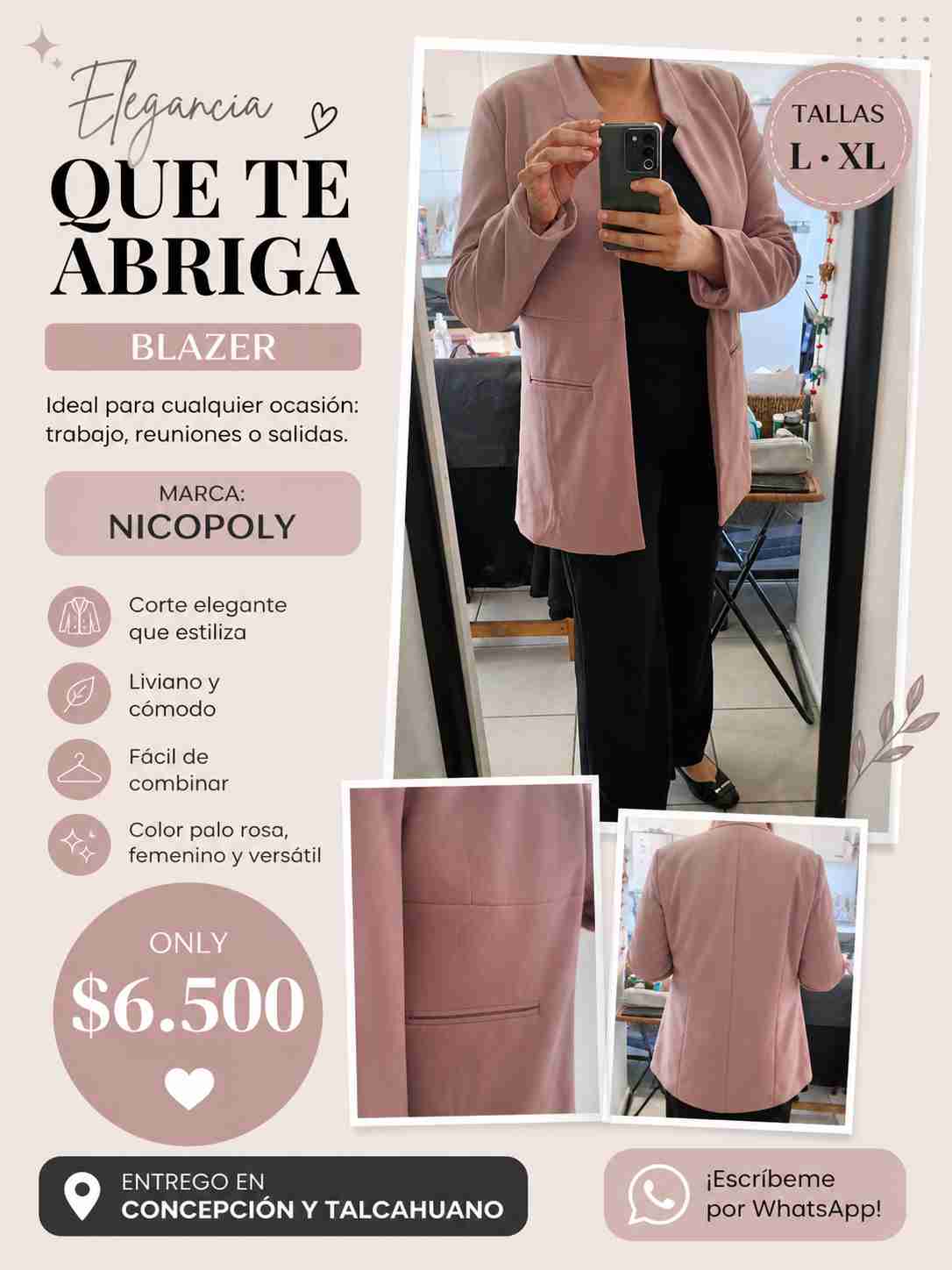 Blazer rosa palo Nicopoly - miniatura 1