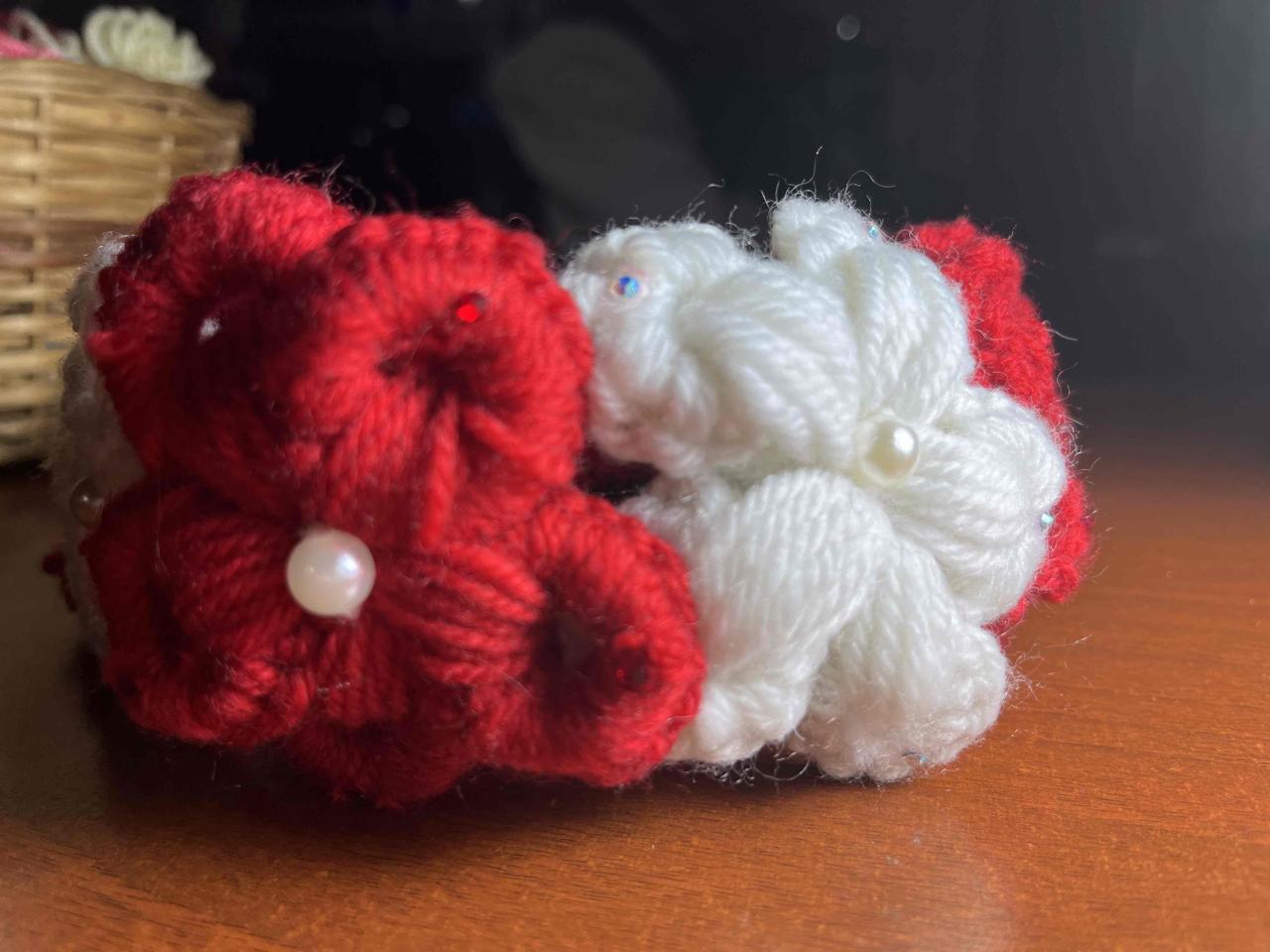 Cintillo tejido rojo y blanco - miniatura 2