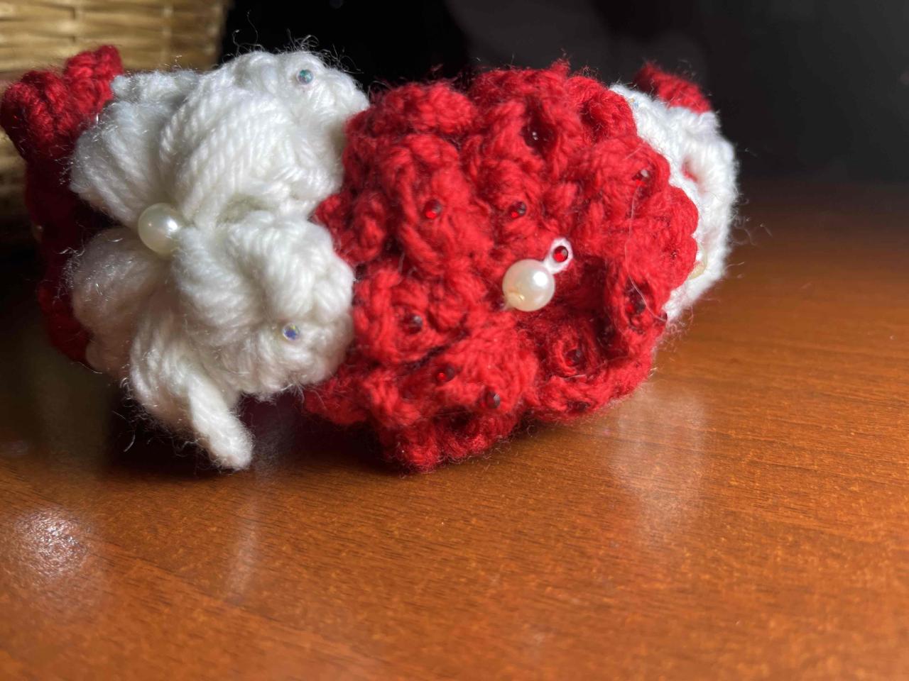 Cintillo tejido rojo y blanco - miniatura 3