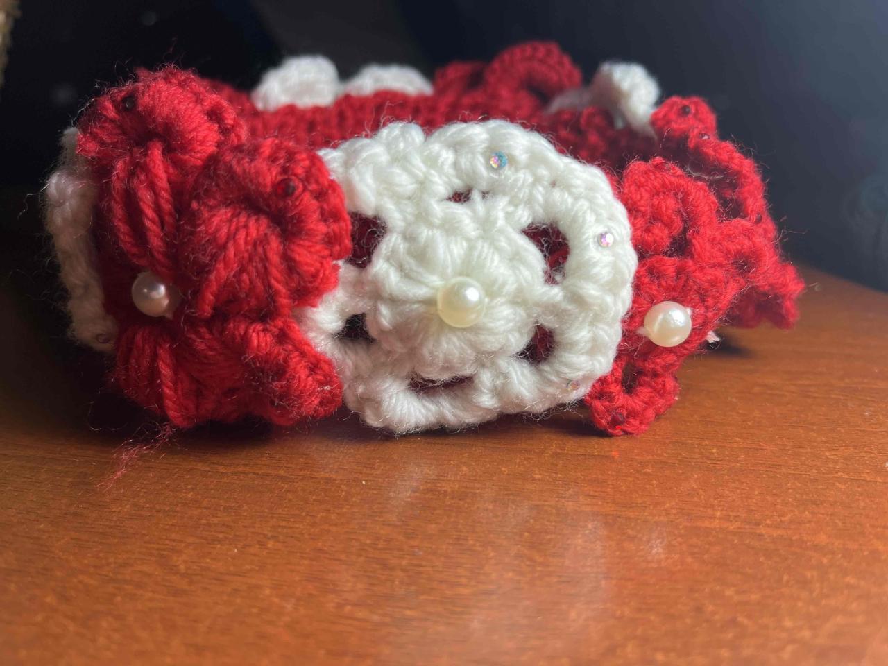 Cintillo tejido rojo y blanco - miniatura 4