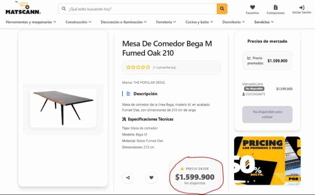 Fina mesa de roble francés y hierro - miniatura 6
