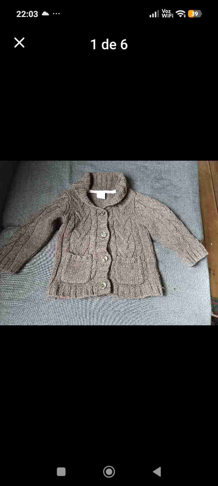 Suéter de lana gris para niña - miniatura 1
