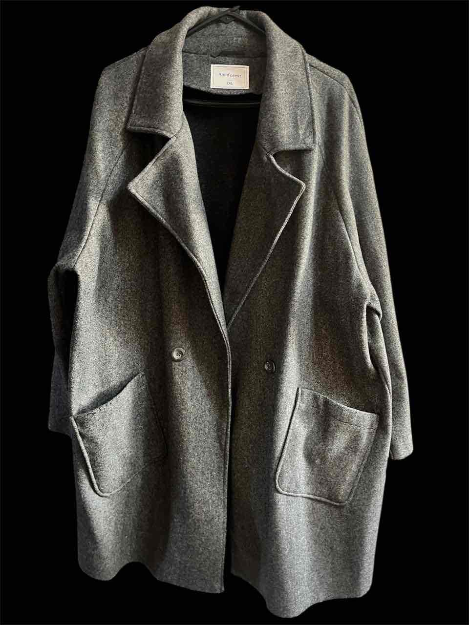 Abrigo gris de lana marca Rainforest xxl