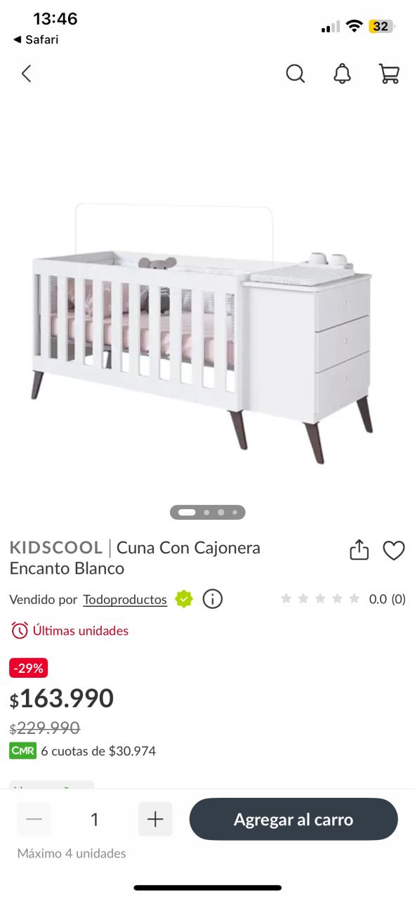 Cuna blanca con cajonera - miniatura 1