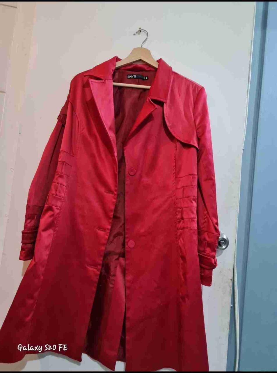 Abrigo fucsia largo para mujer