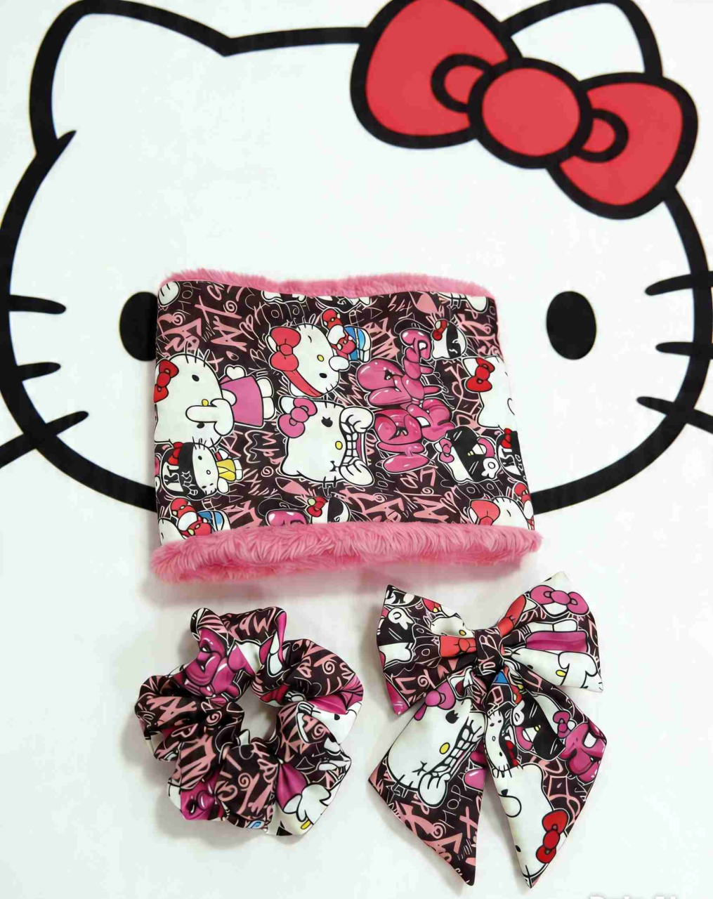 Set scrunchies, traba y cuello corderito - miniatura 1