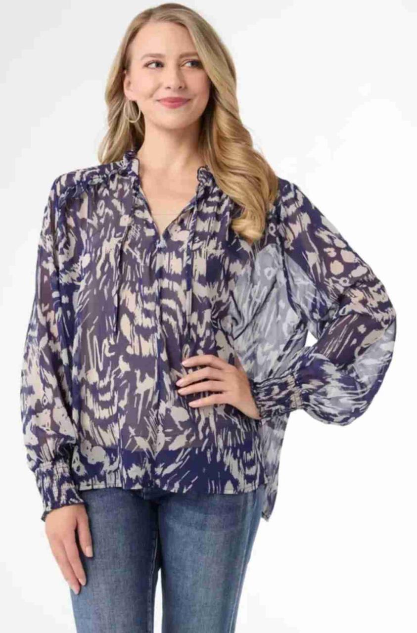 Blusa Estampada Bicolor Semitransparente, Zara - miniatura 1