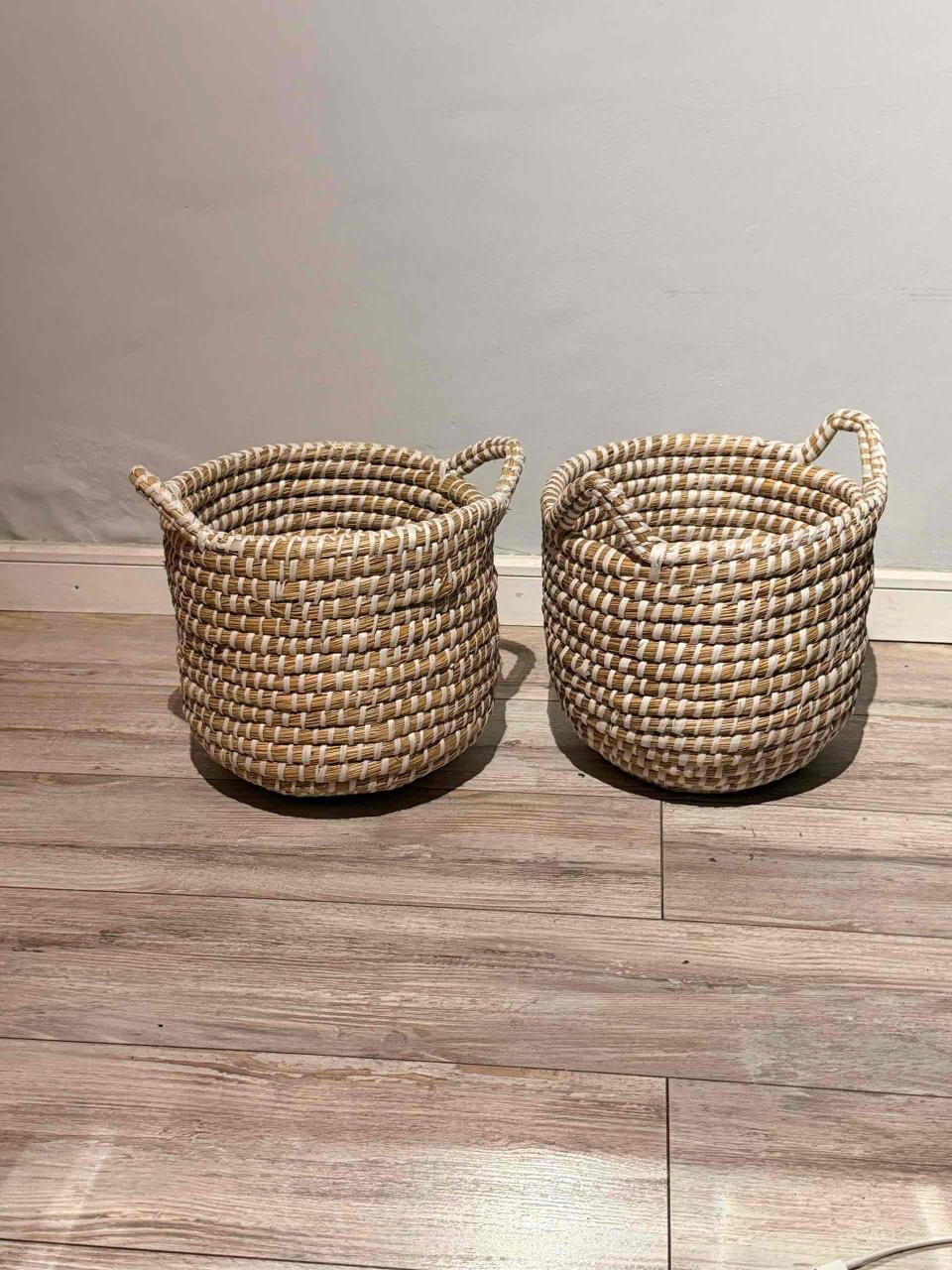 Par de canastos tejidos seagrass – fibra natural c - miniatura 1