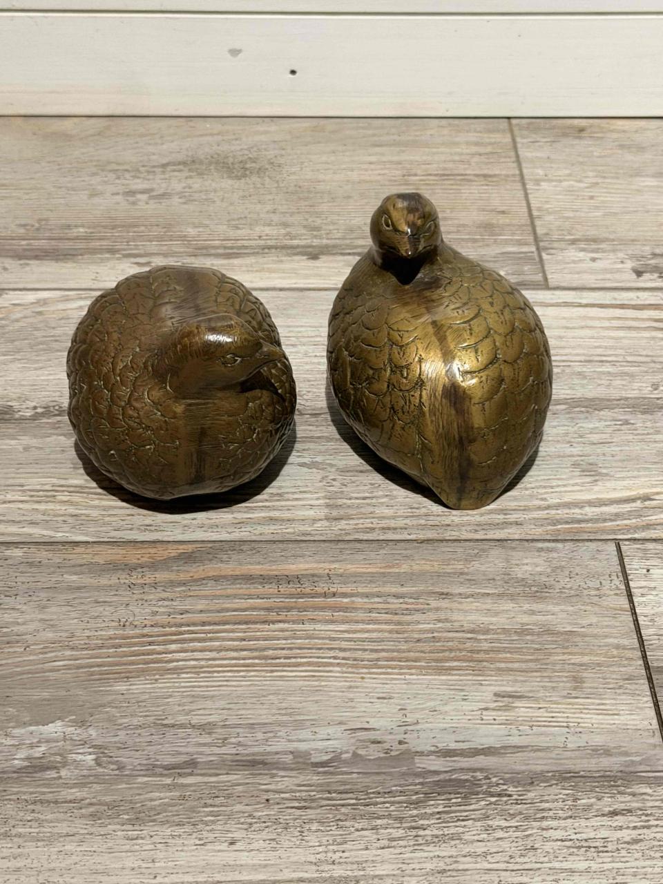 Par de Figuras Vintage de Pájaros en Bronce Macizo - miniatura 1