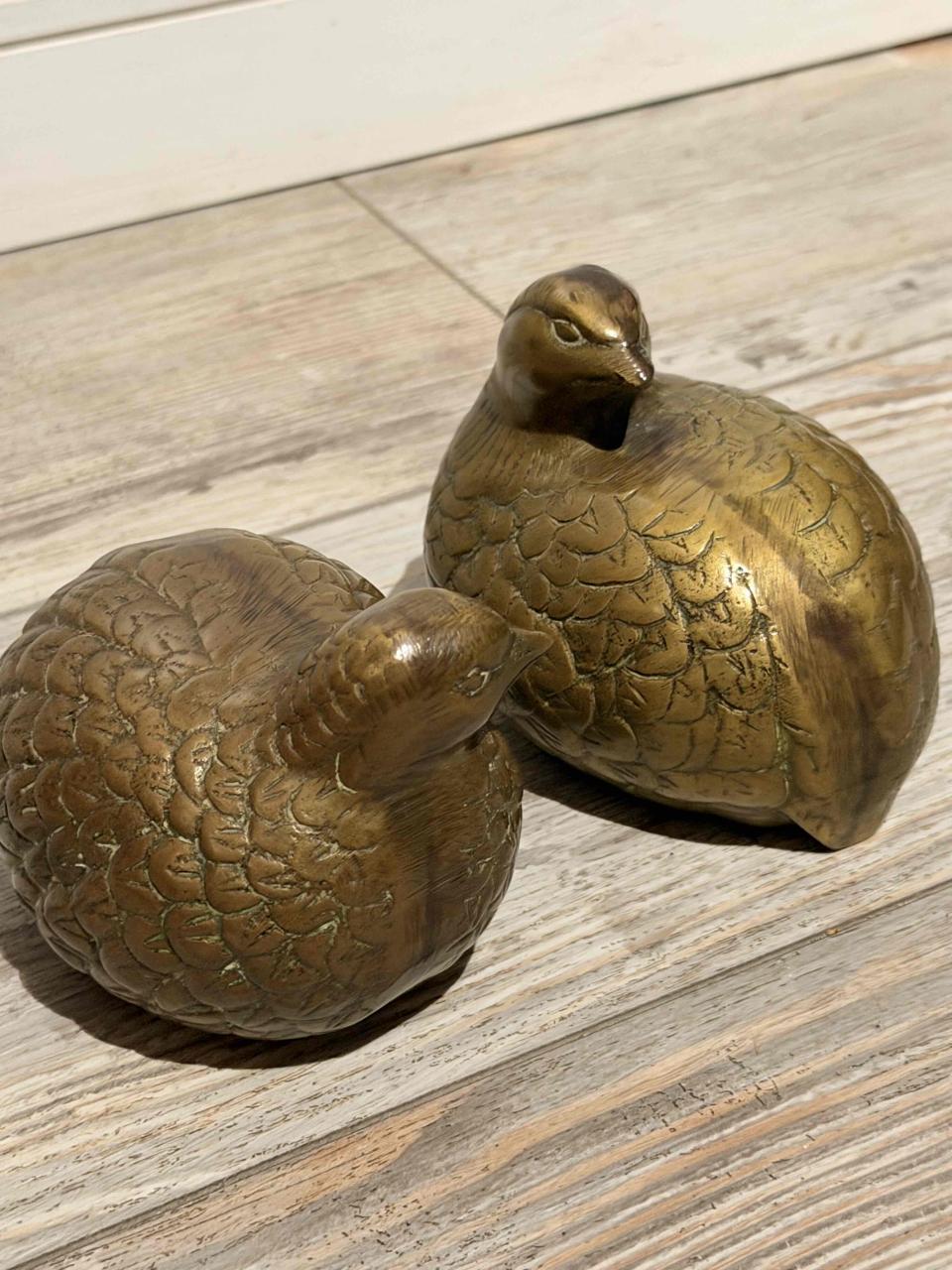Par de Figuras Vintage de Pájaros en Bronce Macizo - miniatura 2